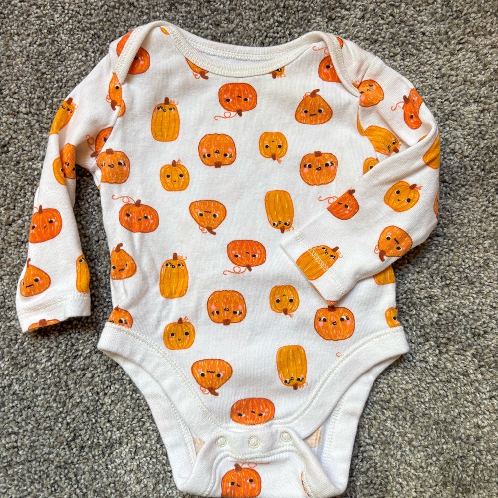 Old Navy Orange Pumpkin Print Baby Bodysuit